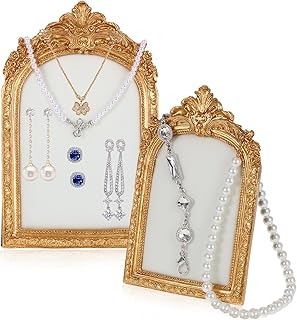 2 Pcs Gold Jewelry Stand, Vintage Photo Frame Earring Holder, Resin Jewe...