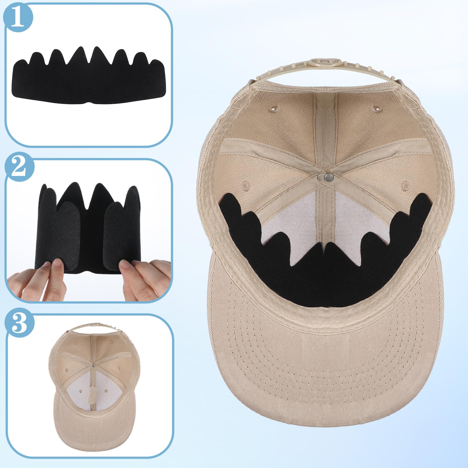 Lot de 10 doublures de protection réutilisables et flexibles pour casquette de baseball, lavables et non adhésifs, pour chapeaux contre la transpiration et les odeurs, unisexe, pour tous les types de