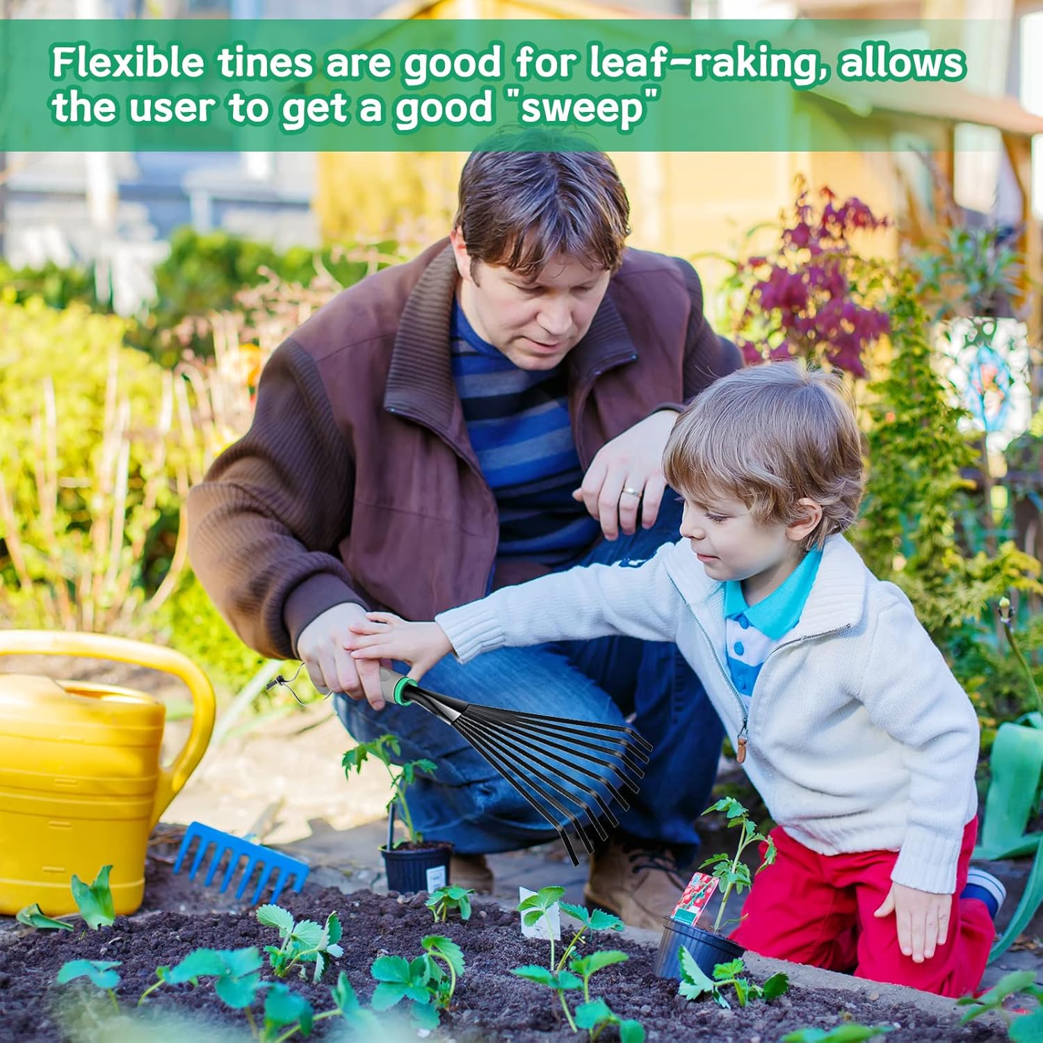 2 Pcs Gardening Hand Rake Stainless Steel Hand Tiller Small Garden Rake for Gardening Short Handle with Handle Garden Tools for Cultivating Loosening Soil Spreading