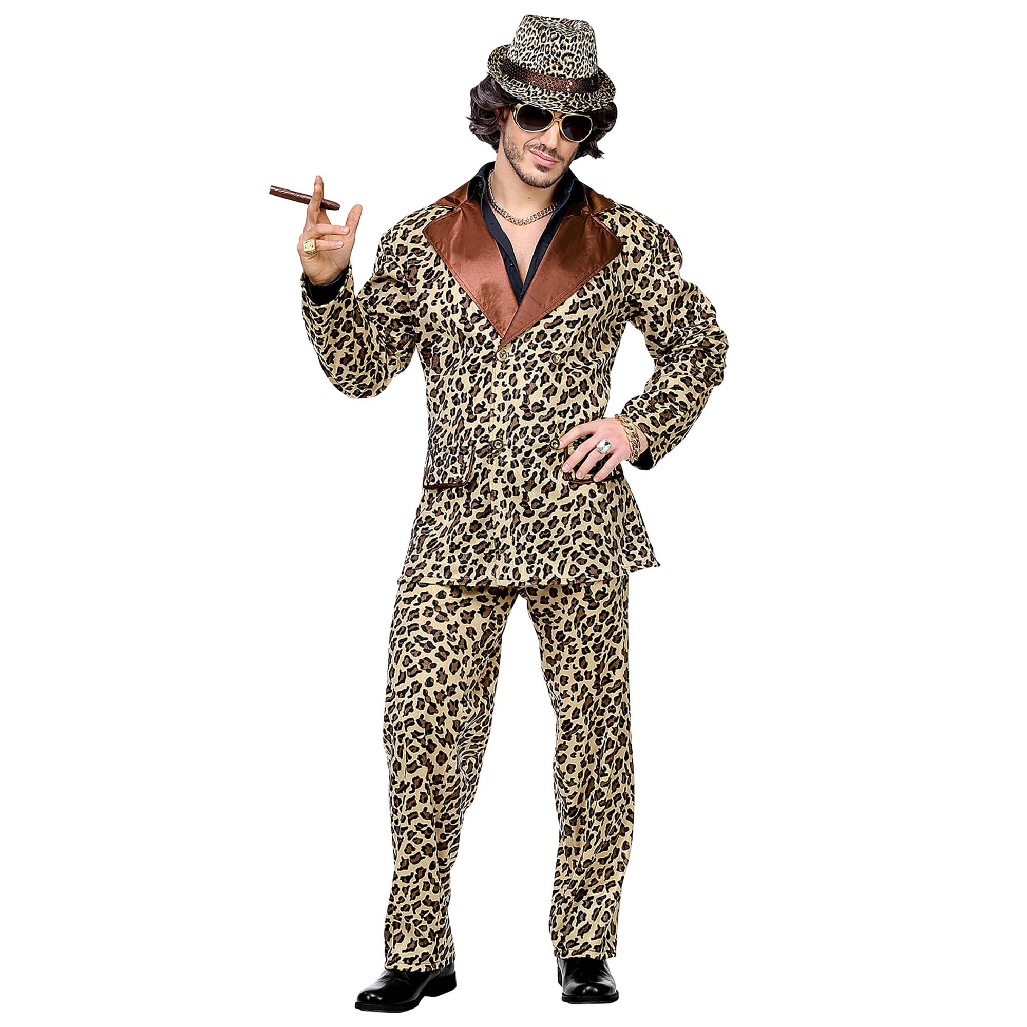 W WIDMANN MILANO Party Fashion - Costume da milionario | Con motivo leopardato, Completo con giacca e pantaloni in stile Hustler per il Carnevale, feste a tema