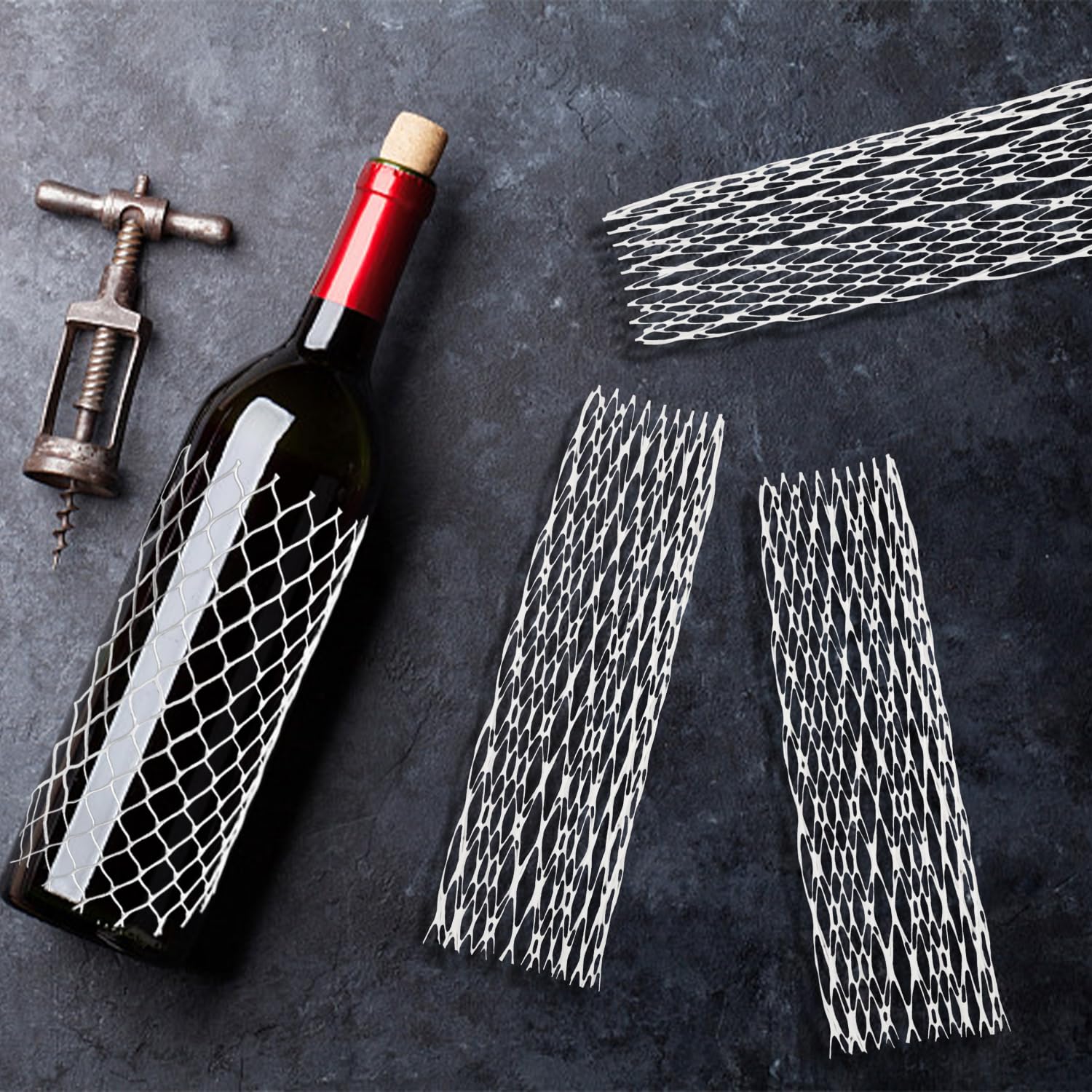 MEMOFYND 35pcs Wine Bottle Protective Nets, Anti Dent & Scratch, Elastic, White, 21cm - Image 3