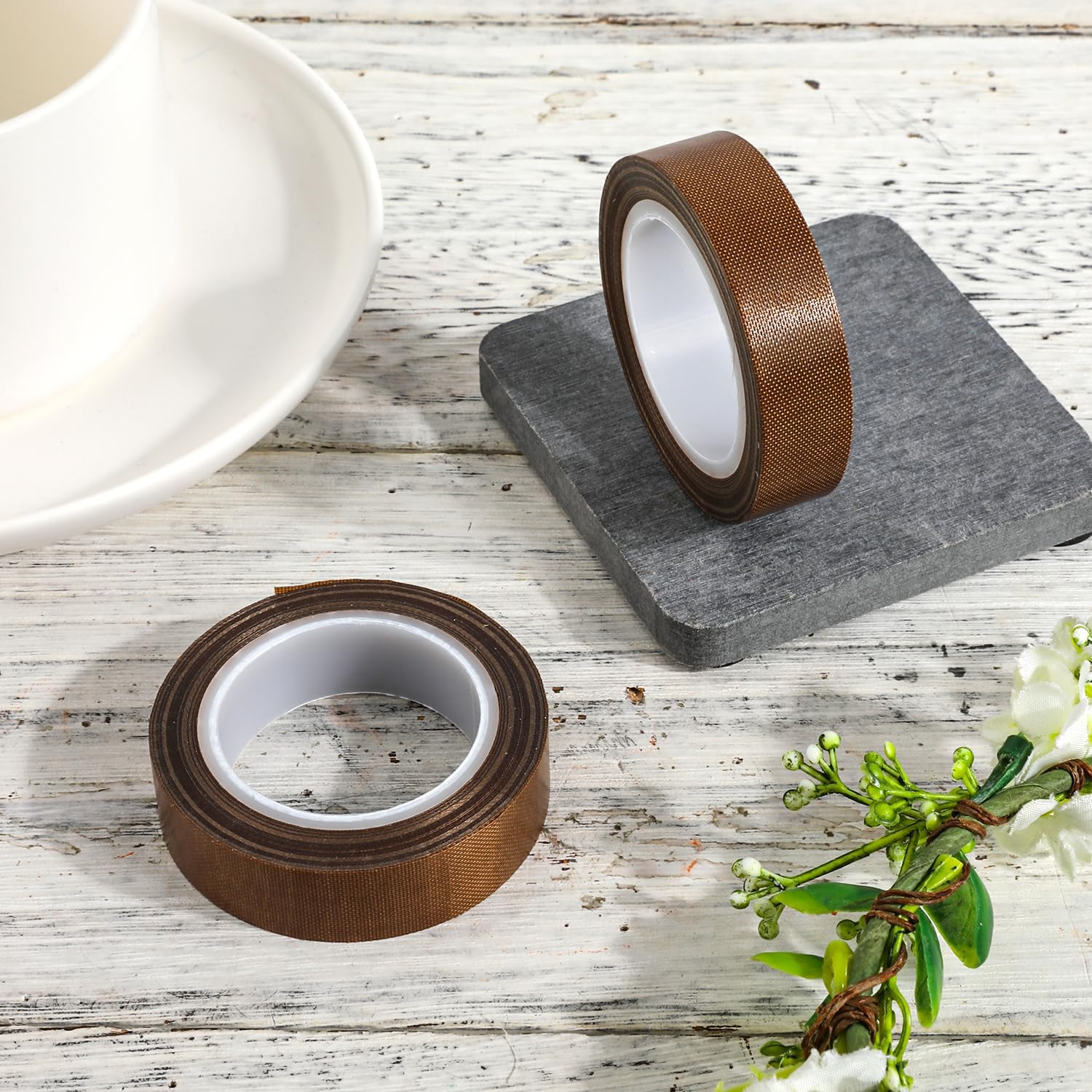 NQEUEPN 2 Rolls 0.51inx32.81ft Low Friction Tapes, Abrasion Squeak Resistant Drawer Slide Glide Tape PTFE Surface Protection Tape for Wood Drawer Cabinet Curtain Furniture (Brown)