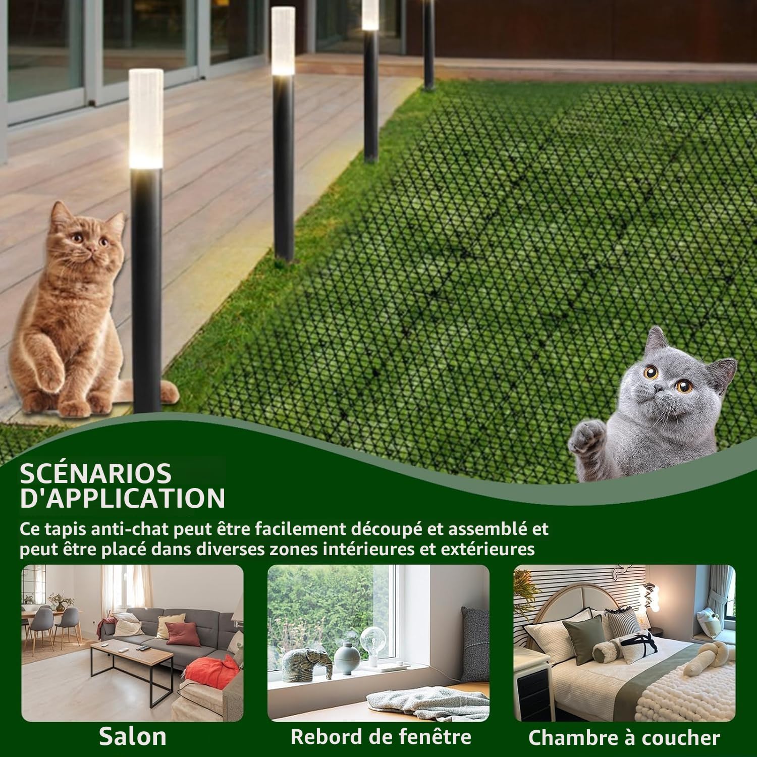 AKOLAFE Tapis Anti Chat 400 x 30 CM Tapis Anti-Chat avec 8 Pointes Tapis Anti Chien Noir Tapis Répulsif Chat Empêcher Animaux de S'approcher Tapis Picot Anti Chat pour Jardins Intérieurs et Extérieurs