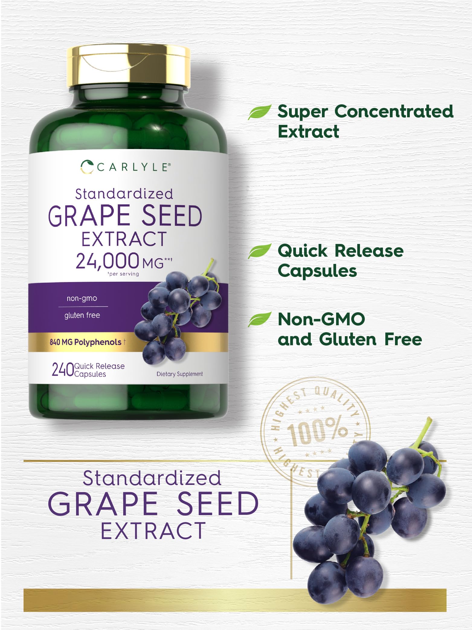 Amazon.com: Carlyle Grape Seed Extract Supplement | 240 Capsules