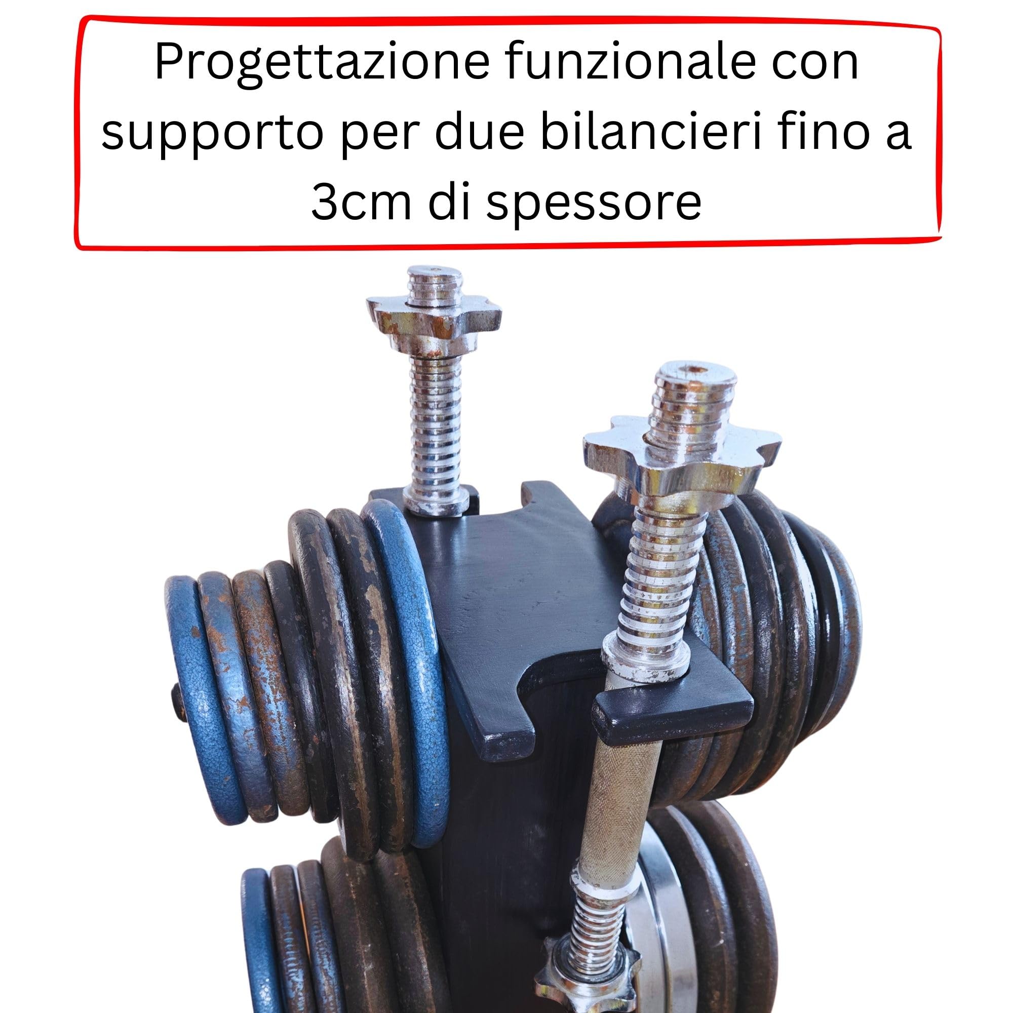 Porta Dischi Palestra Casa in LEGNO con Supporto Manubri | Porta Pesi Home Gym Compatto e Robusto | Supporto Dischi Bilanciere | Rastrelliera Pesi Arriva Già Montata | Portata 160 KG.