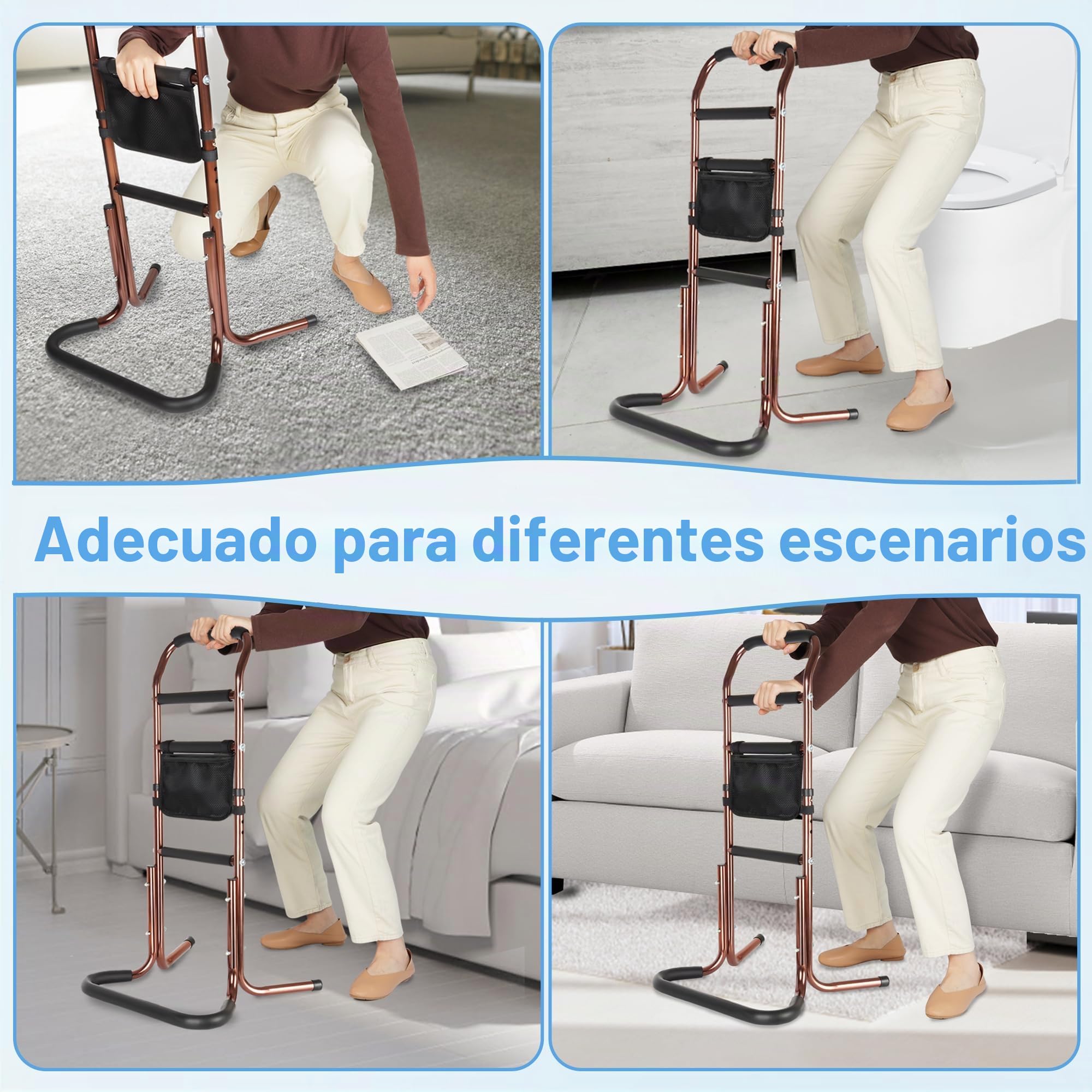 Ayuda para Levantarse Para Personas Mayores, Ayuda paraLevantarse para Ancianos, Altura Ajustable, Ayuda para Levantarse del Sofá, Cama, Inodoro, Caminar (Soporta hasta 136 kg)