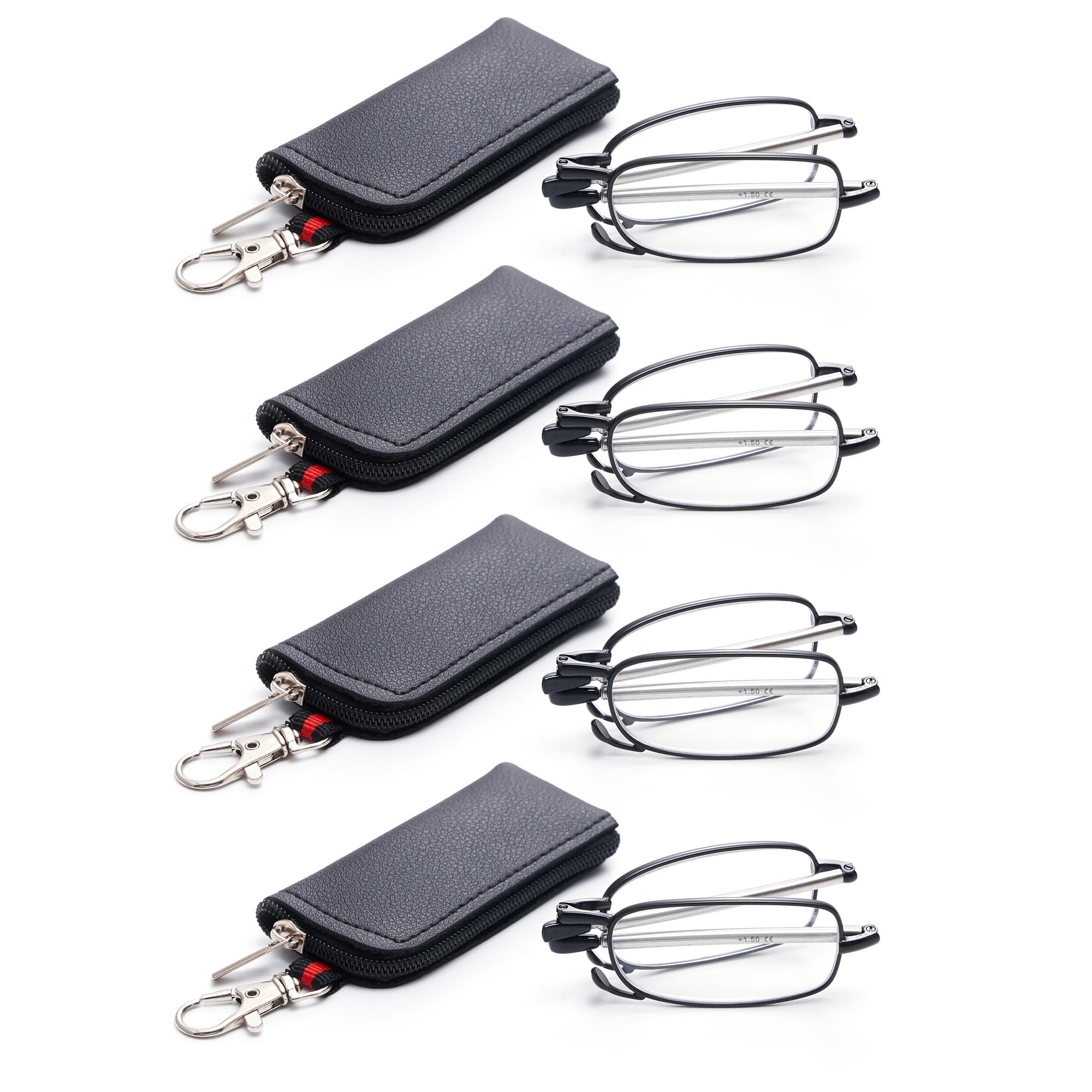 WENS JOOY 4 Pack Compact Reading Glasses Pocket Foldable Readers for Women Men