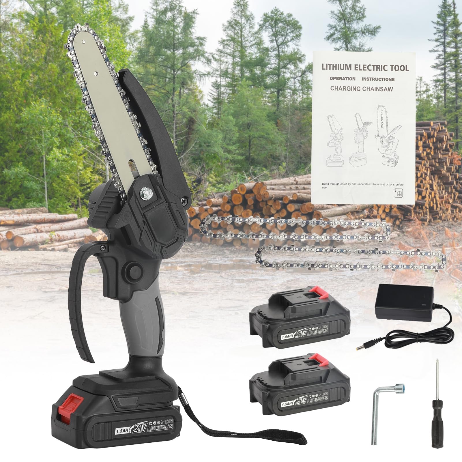 toxaaiwr Mini Chainsaw Cordless 6 In,Electric Chainsaw Battery-Powered,Electric Saw for Tree Branches,Small Chain Saws for Wood Cutting,Wood/Tree Saw,Handheld Chain Saw Power Tools,Gift for Men Dad H