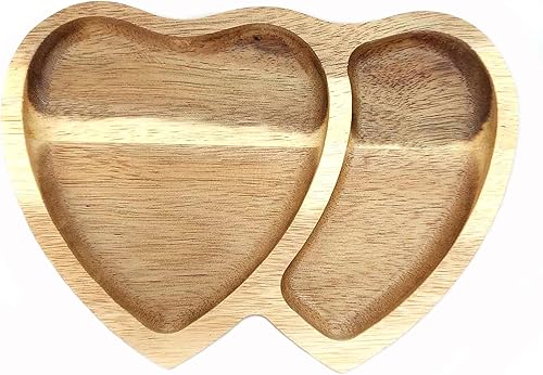 Miniatura 10 de Bandeja romántica de madera de acacia con forma de corazón, bandeja para servir aperitivos, pasteles, frutas, frutos secos, aperitivo, 8.25 x 6.75