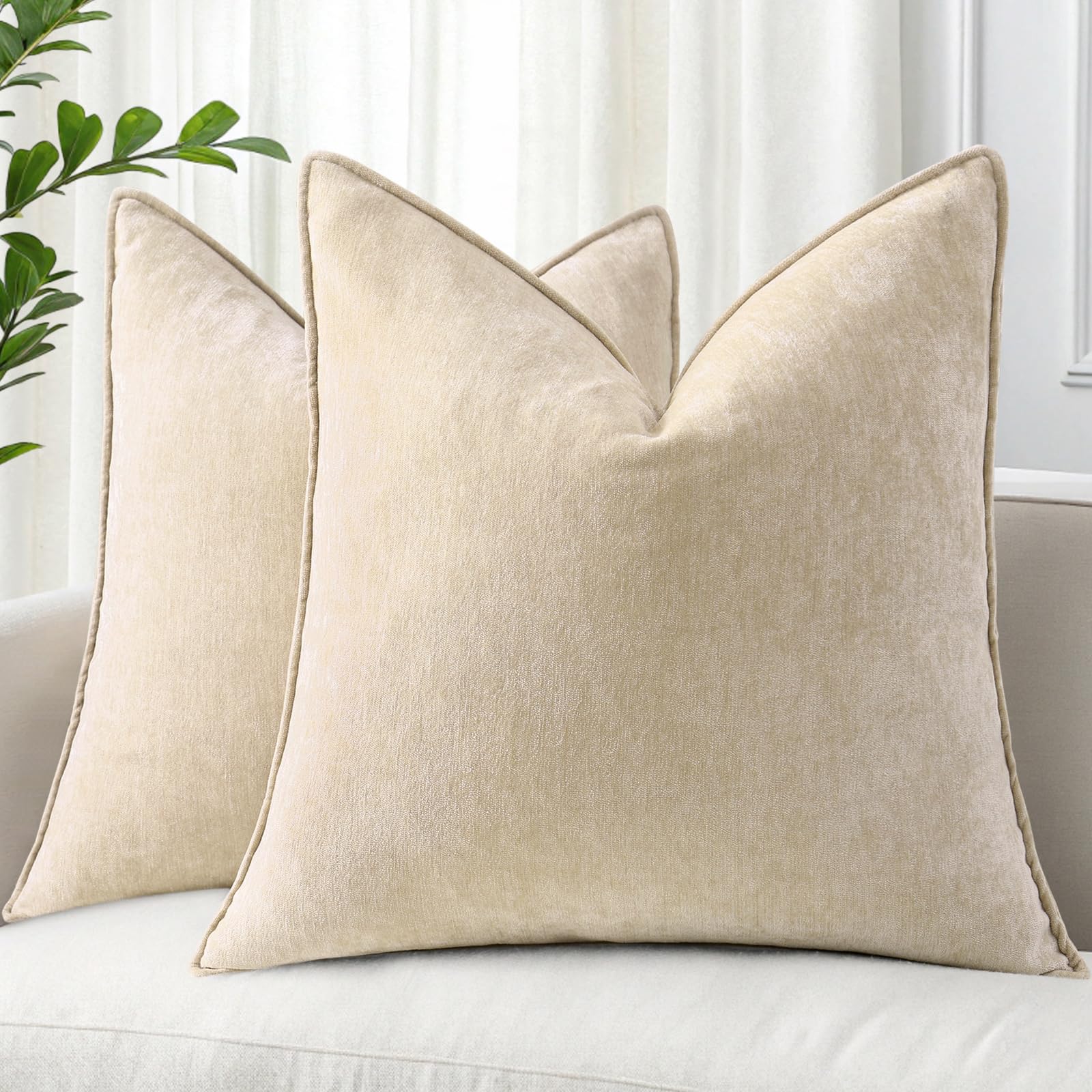 Photo 1 of decorUhome Chenille Throw Pillow Covers 18x18 Set of 2