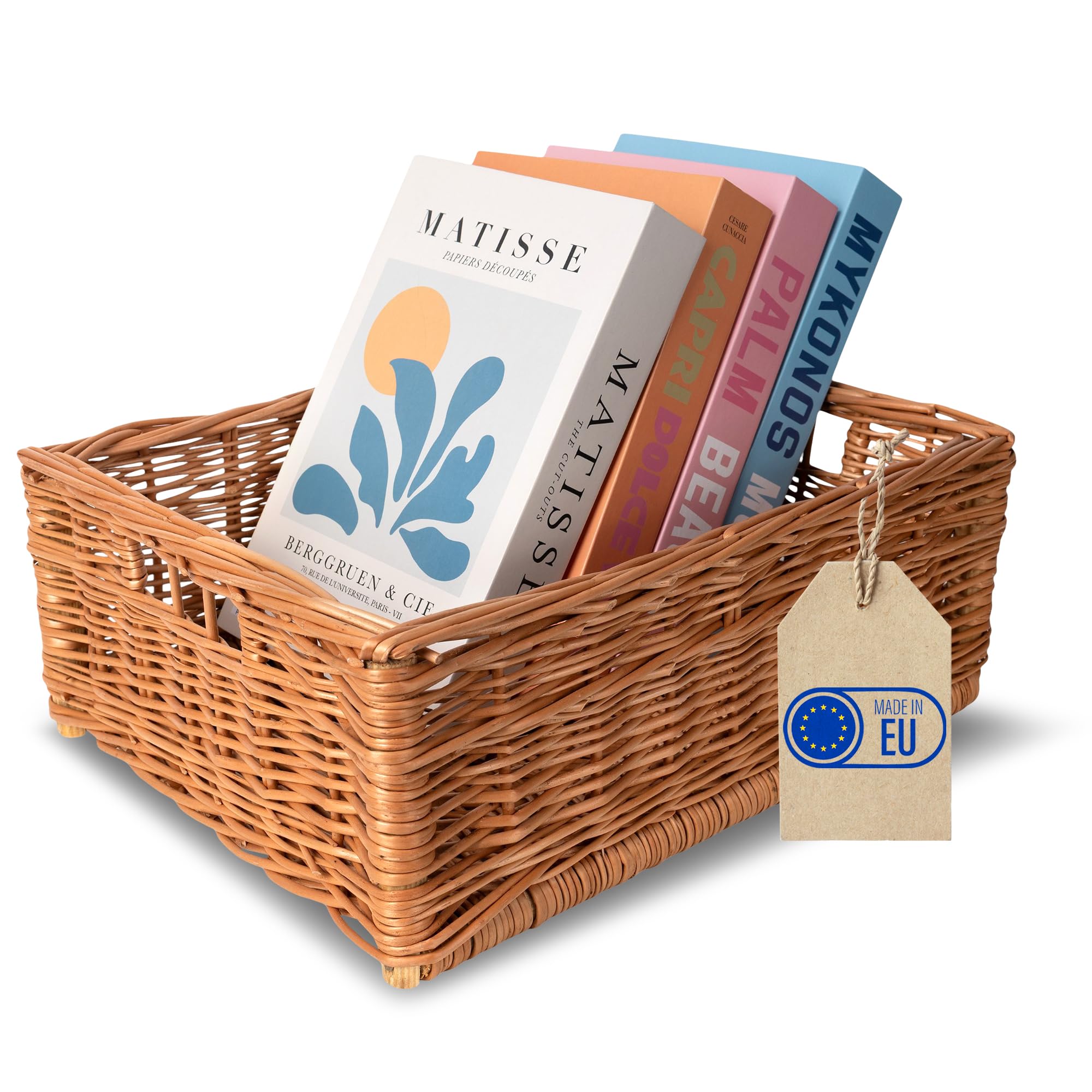Creative Home Panier de Rangement en Osier | 40 x 30 x 16 cm (+/- 1cm) | Boite Rangement Osier | Panier Osier Rangement Salle de Bain | Petit Panier Tressé | Corbeille Rectangulaire | Paniere Maison