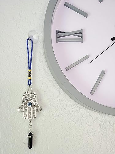 Miniatura 8 de LUCKBOOSTIUM Silver Ornate Hamsa Hand Jeweled Keychain - Evil Eye Protection, Hanging Gemstone - Good Luck Charms 1.8"x9" Arenisca