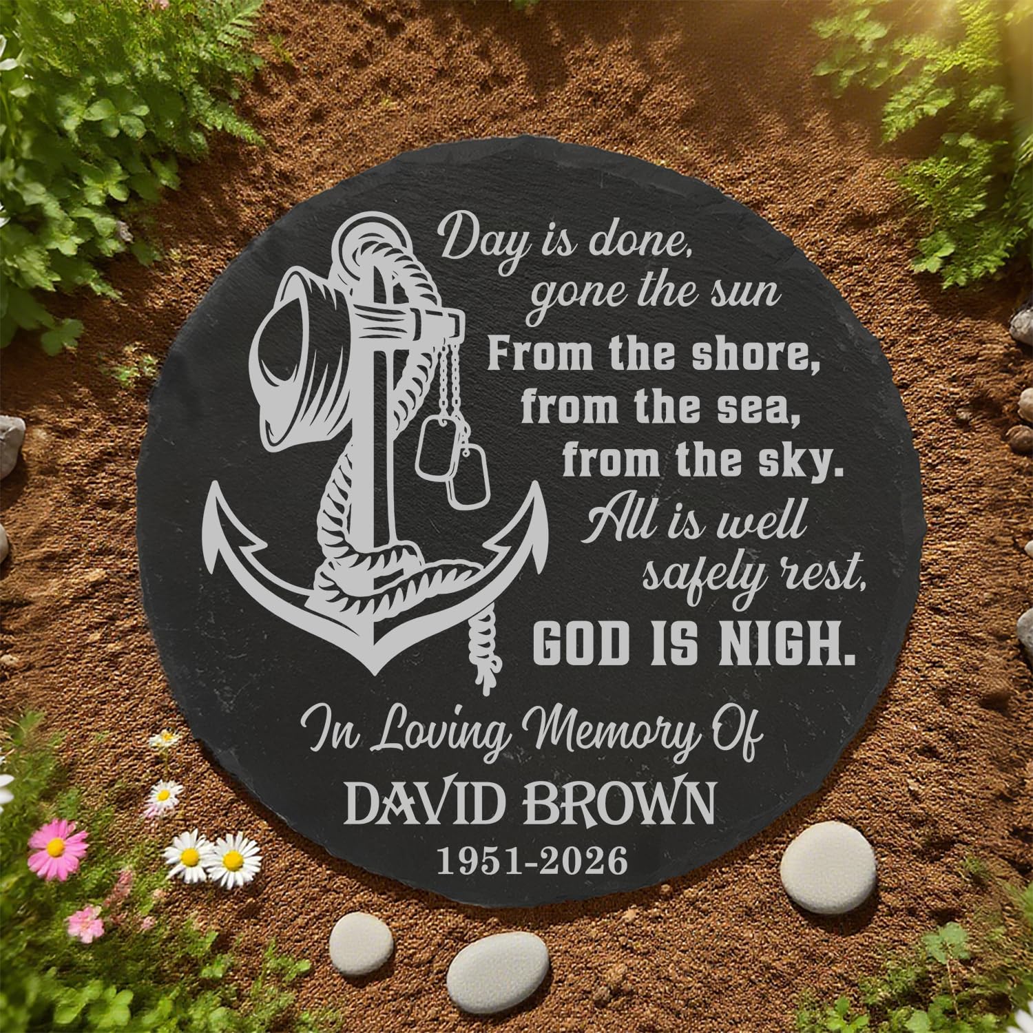 CSKIS Personalized Memorial Slate Stone Sculpture for Sailor Tribute, Custom Name and Yea…