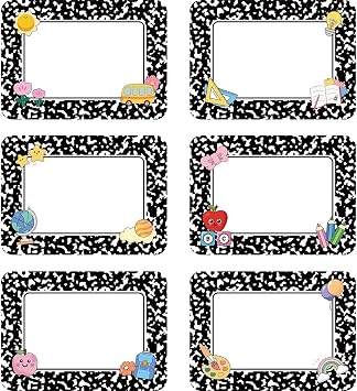 216 Pcs Name Tags,3.5 X 2.5 Inch Composition Notebook Classroom Decor