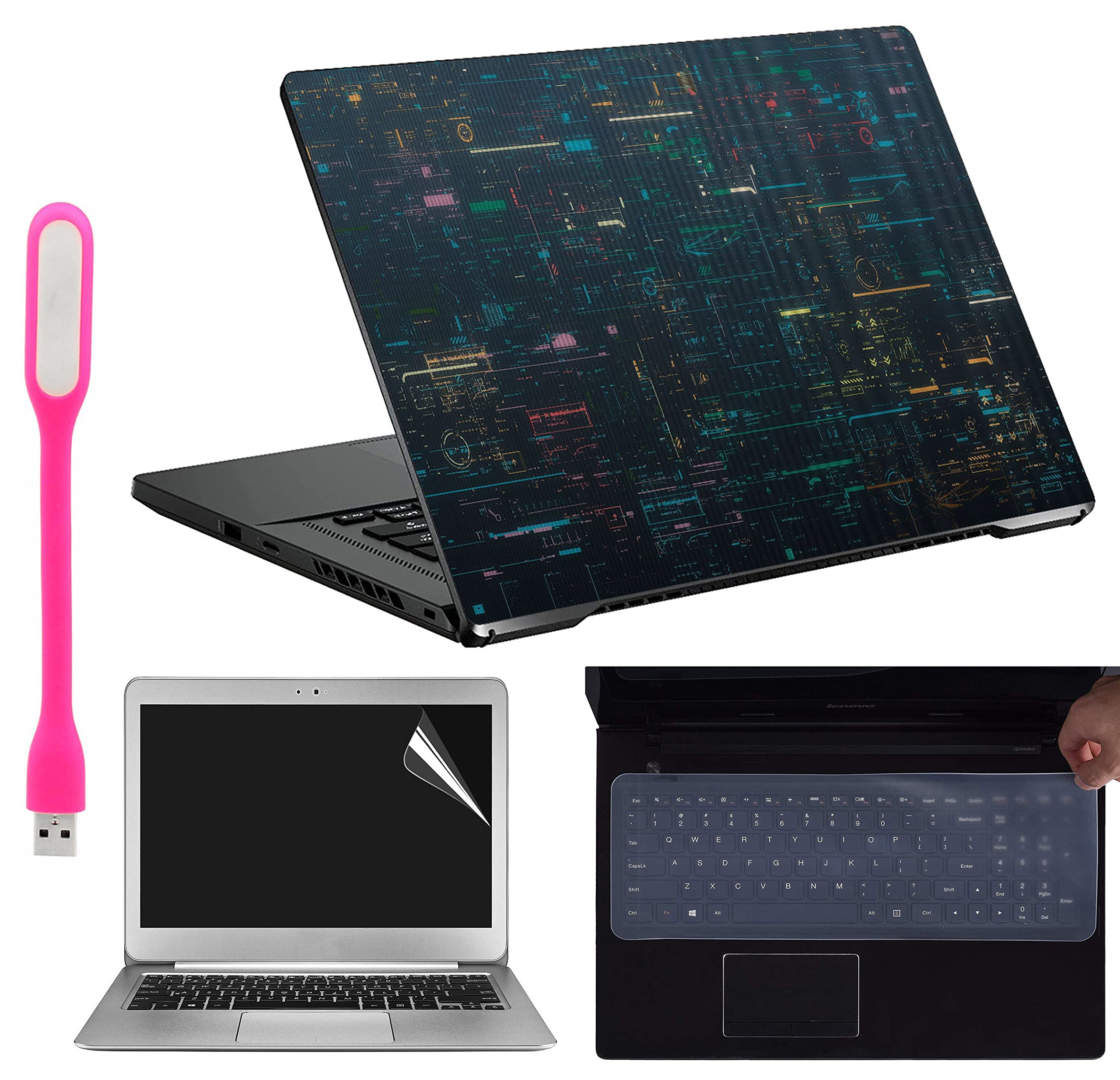Ramiya 4 in 1 Combo Kit for 15.6-inch Laptops Decal | Screen Guard | Silicone Keyboard Protector | and USB LED Light All Models (Upto) Size : 15.6"x 10.1" XZ114 (B09R2DG5YD) Amazon Price History, Amazon Price Tracker
