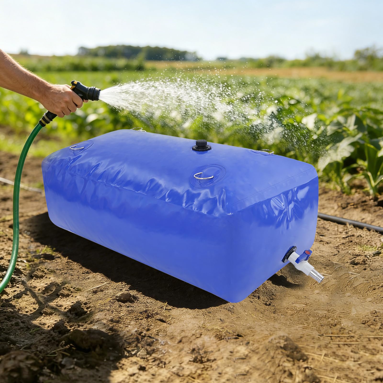 Bolsa de almacenamiento de agua, bolsa de agua de 240 L con grifo, recipiente plegable para agua blanda, a prueba de fugas y resistente a desgarros, tanque de almacenamiento de emergencia de