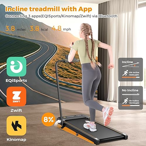 Miniatura 2 de Walking Pad Treadmill, 3 in 1 Foldable Under Desk Treadmills for Home Office, Small Walking Pad with Incline Handle Bar, 300lbs Capacity 2.5HP