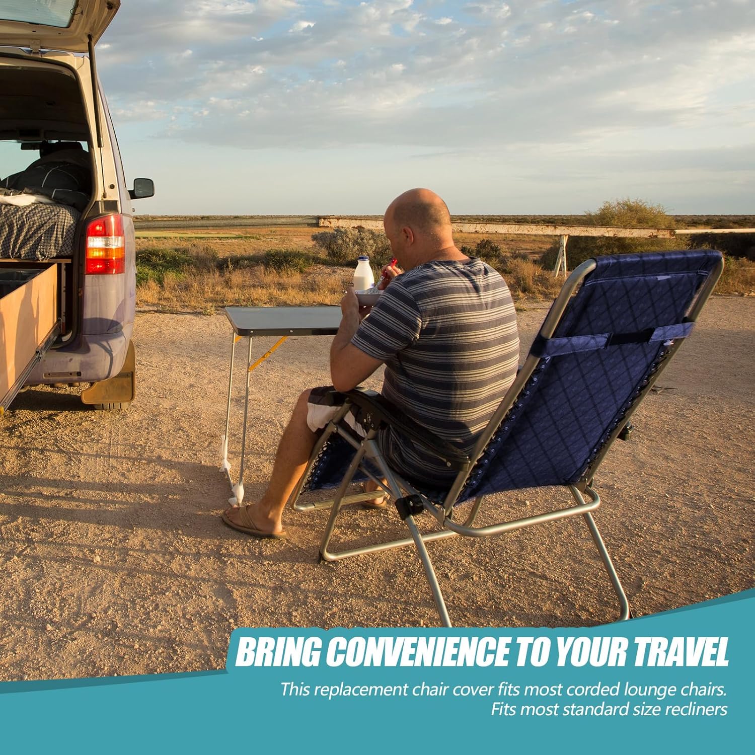 Queekay 2 Pcs Gravity Chair Replacement Fabric with 8 Bungee Cord Lounge Chair Cloth Mesh Patio Chair Repair Kit for Patio Recliner Outdoor Lawn Pool Beach Sling Chair (Blue,63" X 21")