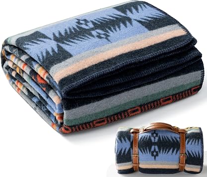 Molithe 100% Wool Blanket, 62" x 86", Warm, Thick, Washable, Military | Great for Camping, Outdoors, Sporting Events, Survival Kits Mountain