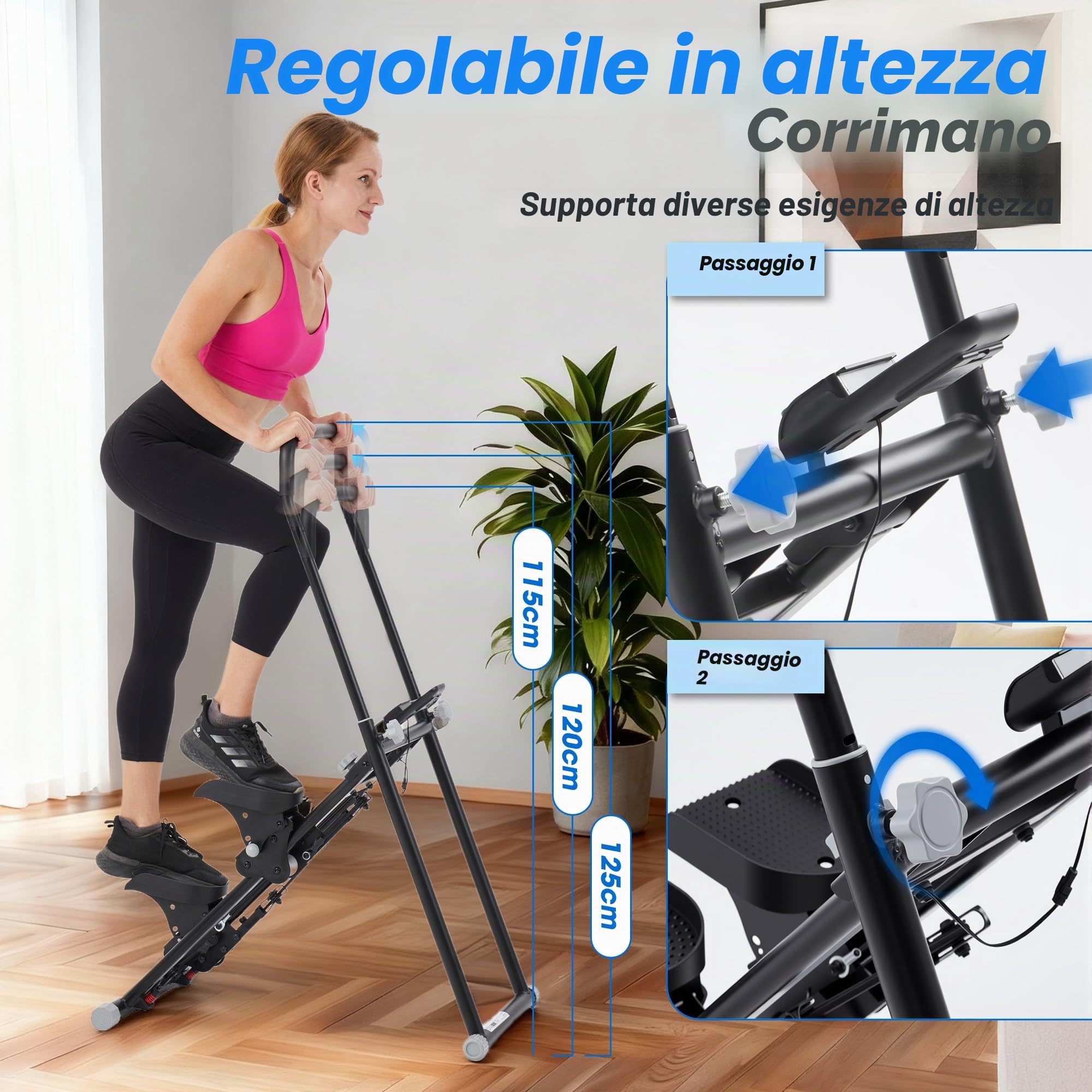 Stair Stepper Pieghevole, Stair Climber Stairmaster Regolabile, Stepper per la Casa con Resistenza Regolabile a 3 Livelli e schermo LCD