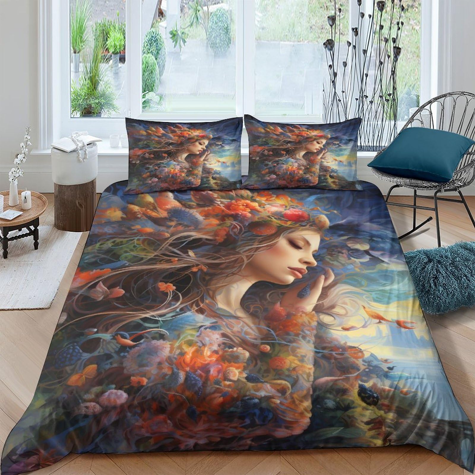 Housse de couette imprimé 3D art fantastique parure lit luxe