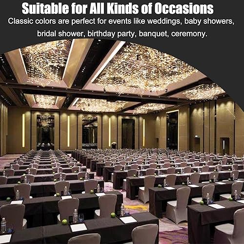 Miniatura 7 de Paquete de 3 manteles rectangulares ajustables con espalda abierta de 72 x 30 pulgadas, manteles negros para mesas de 6 pies, mantel ajustable de