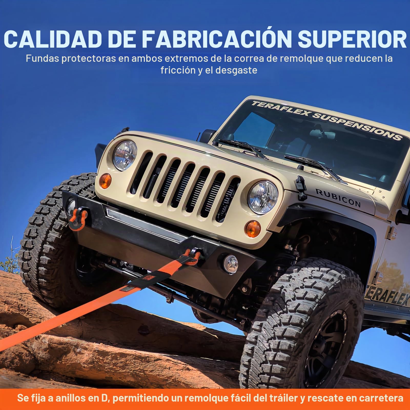 VEVOR Correa de Remolque de 85,1 mm x 9,1 m, Correa de Cabrestante para Protección de Árboles, Bucle Triple Reforzado y Fundas Protectoras y Bolsa de Almacenamiento, para Camión, Jeep, SUV, ATV