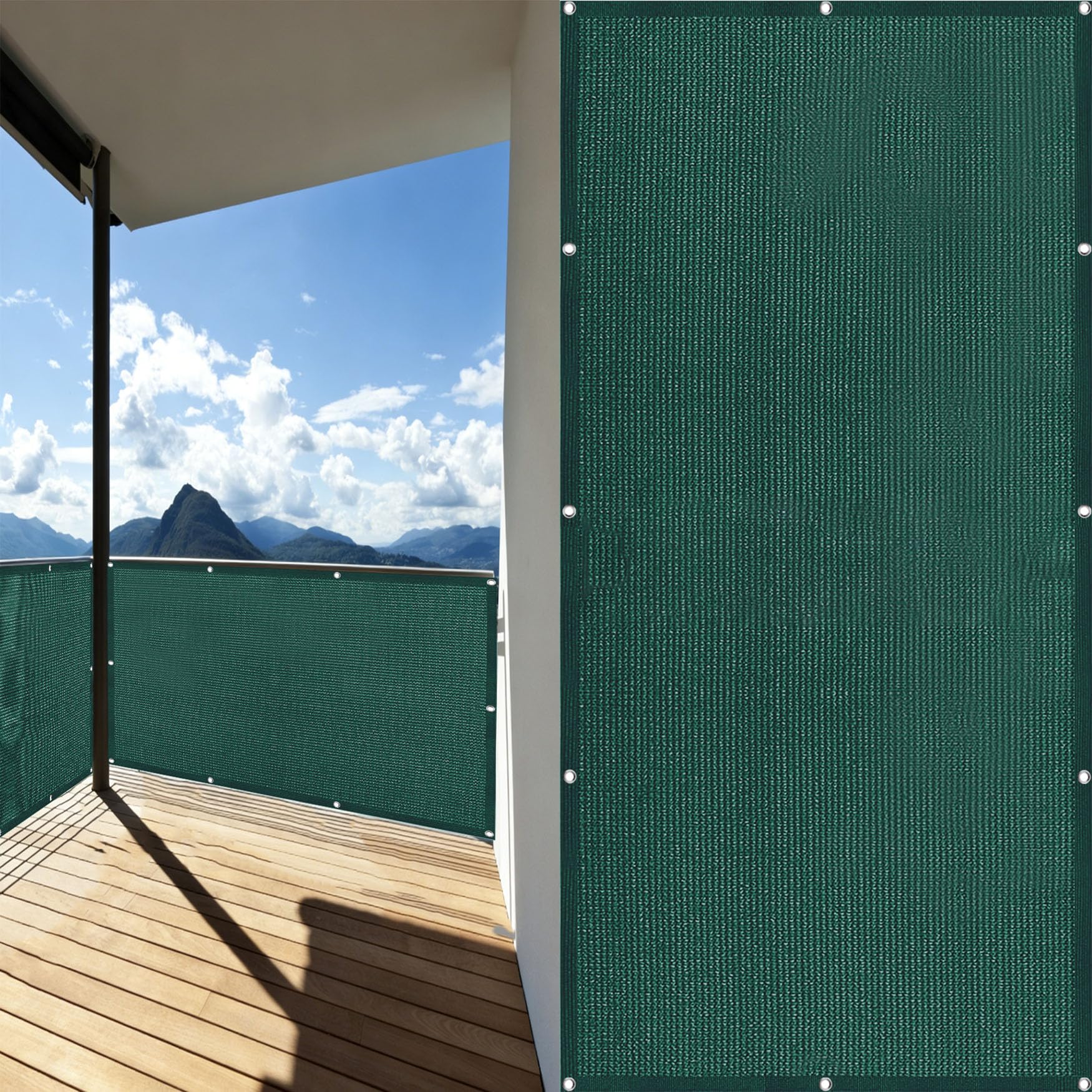 Brise vue balcon 120x200 cm vert opaque bâche de protection extérieur résistante vent