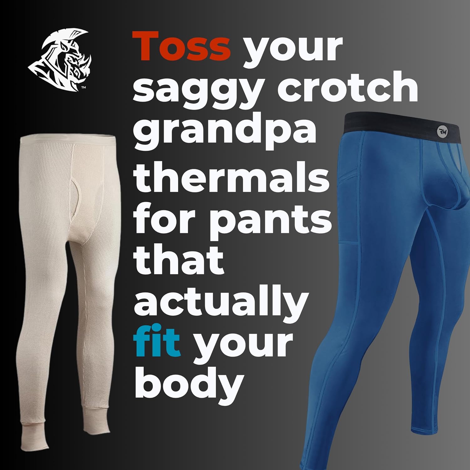 Miniatura 2 de Real Men D Pouch - Pantalones de compresión para hombre, leggings para hombre, pantalones de yoga, medias, capa base para hombres clima frío