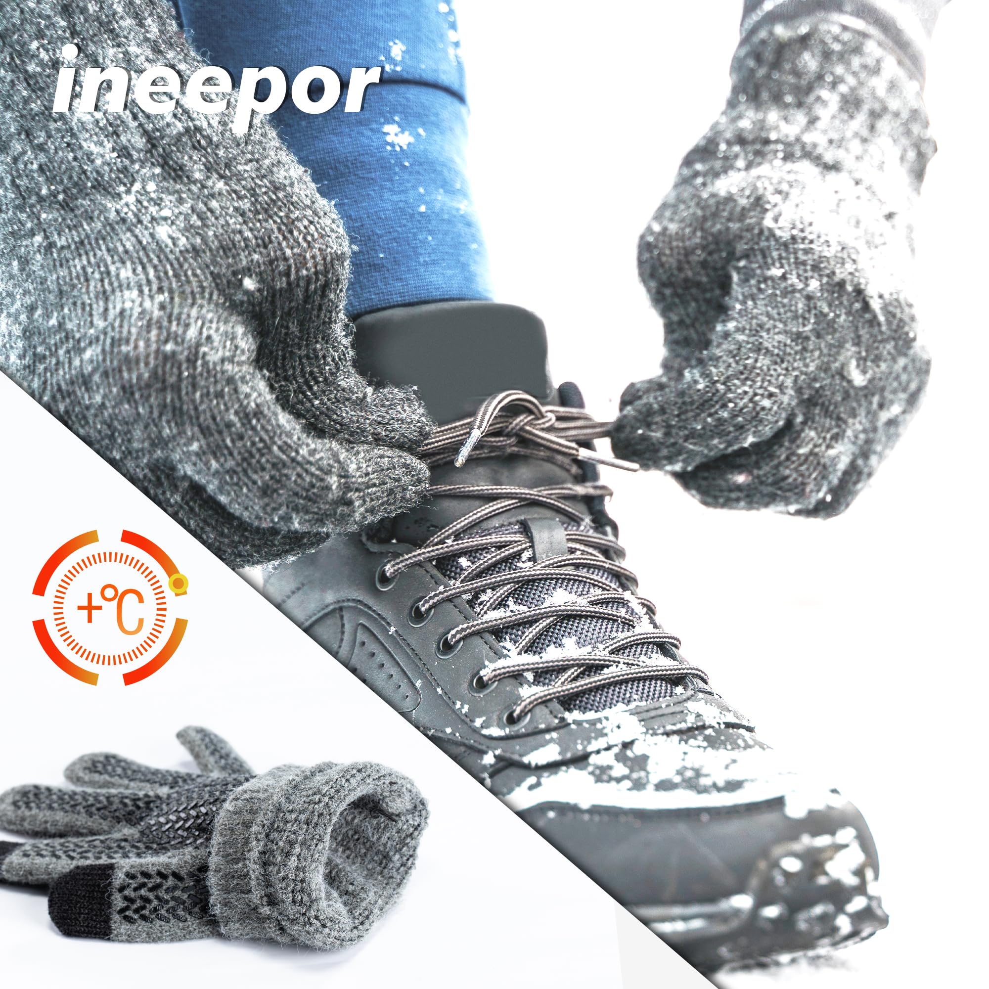 ineepor Guanti Invernali Uomo Donna,Guanti Touchscreen di Alpaca Termica,Guanti in Calda Lana Antiscivolo per Guida Computer Smartphone Lavoro,Guanti Sportivi Anti-Freddo per Sci,Ciclismo,Moto,Corsa