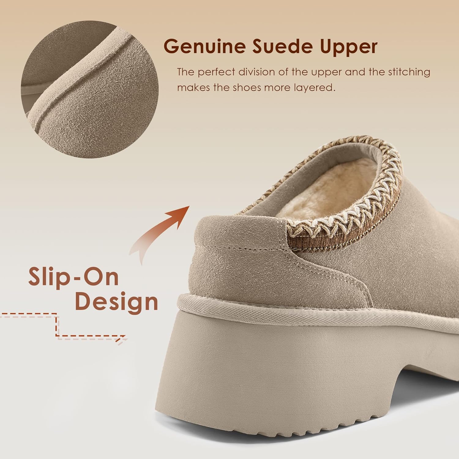 Vilanva Platform Clogs for Women Cozy Suede Fall Slippers with Warm Fur Lined Slip on Shoes Outdoor Indoor House - Image 5