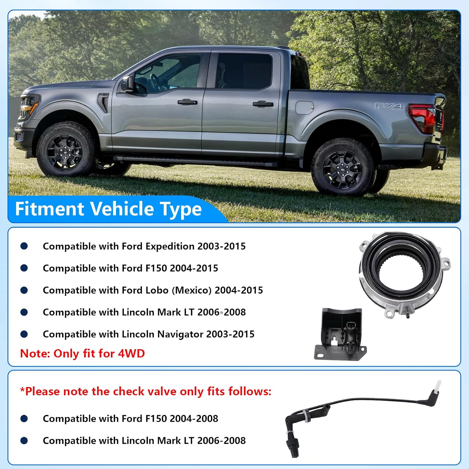 4WD 4X4 Auto Locking Hub Actuator Compatible With Ford F150 F-150 2003-2015