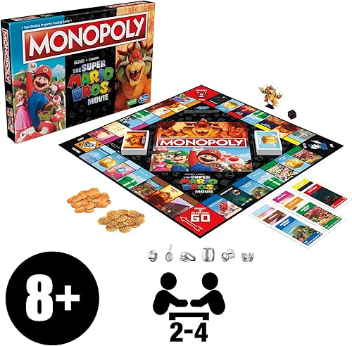 Miniatura 3 de Monopoly The Super Mario Bros. Movie Edition - Juego de mesa para niños, juegos familiares para fanáticos de Super Mario, mayores de 8 años