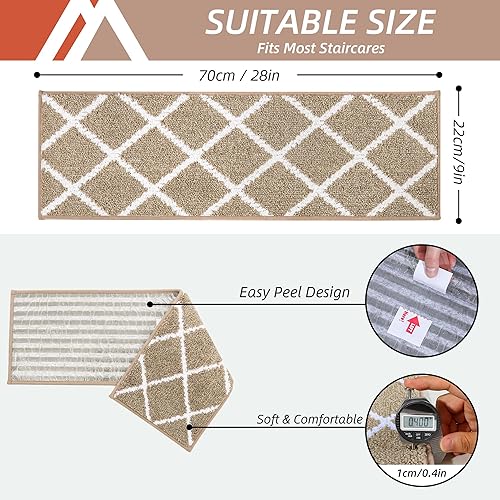 Miniatura 2 de COSY HOMEER - Alfombra antideslizante de 28 x 9pulgadas, uso interior en peldaños de madera, alfombras para niños y perros, 100% poliéster, base de