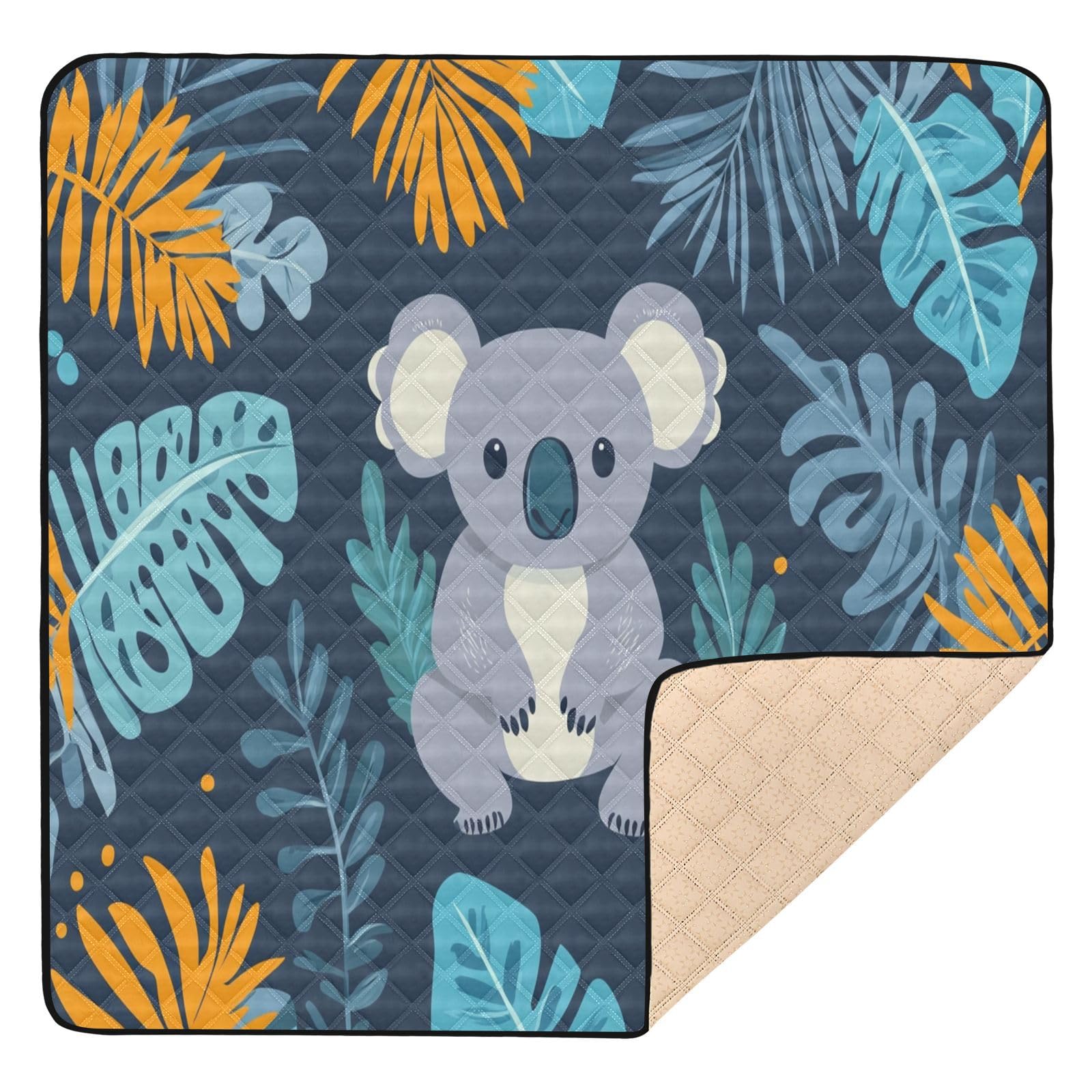 Kigai Cute Koala Baby Play Mat for Floor and Playpen 50x50 inch Non-Slip Baby Activity Playmat Waterproof Foldable Crawling Mat for Infants Toddlers