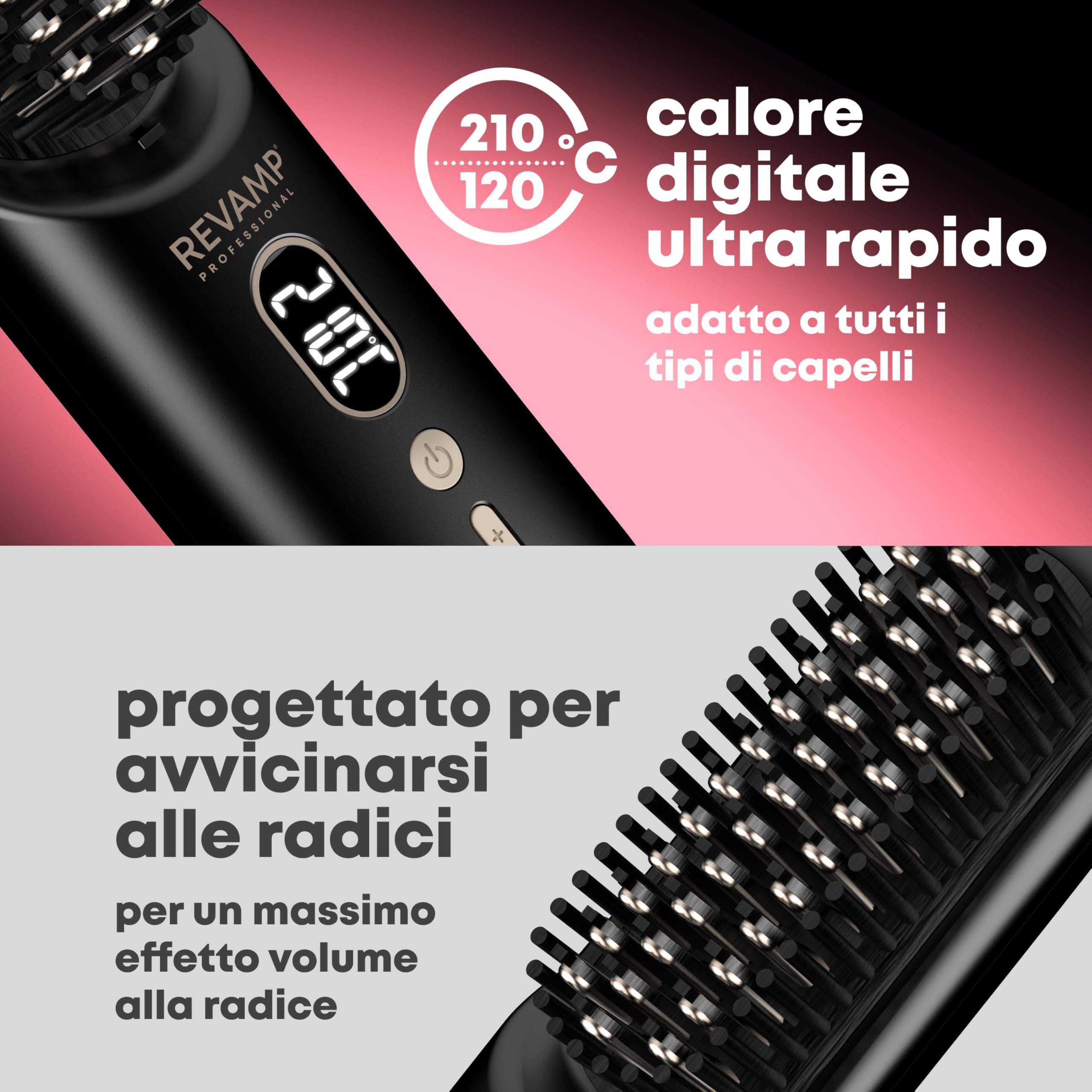 REVAMP Straight & Go Spazzola Lisciante Senza Fili - Ioni, USB-C | Piastra Portatile, Denti in Ceramica, 60 min di Autonomia, da Viaggio, per Capelli e Barba