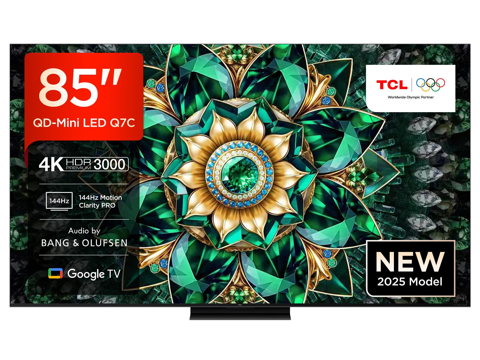TCL 85Q7C-UK QD-Mini LED TV, 4K HDR Premium 2600, Smart TV Powered by Google TV (Dolby Vision IQ & Atmos, HVA Panel, Audio by Bang & Olufsen, 144Hz Motion Clarity Pro)