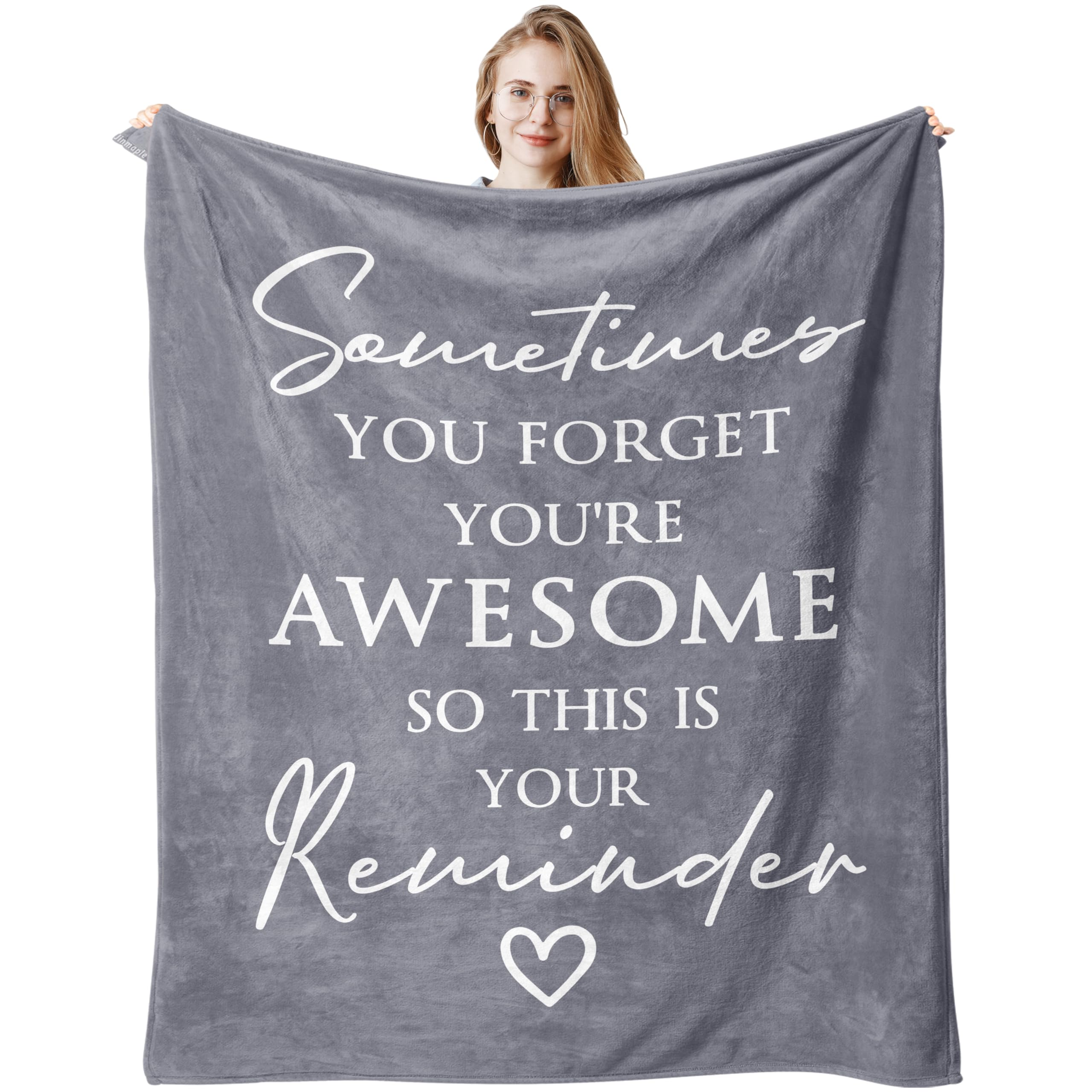 Gifts for Women/Men, Birthday Gifts for Women/Men, Get Well Soon Gifts, Thinking of You Gifts, Friendship Gifts, Sympathy Gift, Cheer Up Gifts, Inspirational Gifts, Healing Hug Grey Blanket 150X130CM