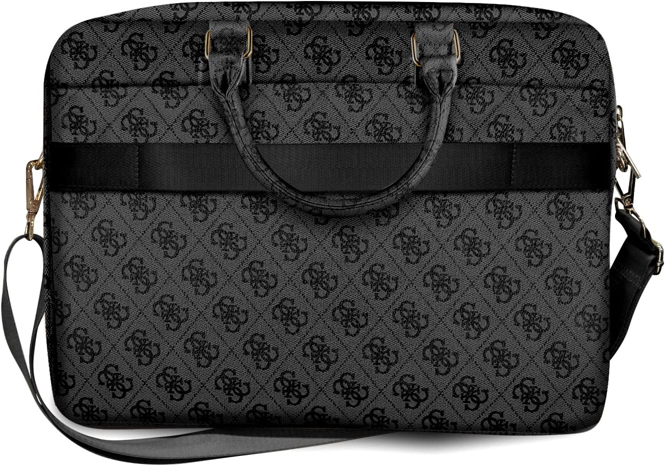 GUESS Laptop Bag: PU LeatherHot Stamp in GRAY for 15/16-inch Laptops - For Men & Women, Sleek and Stylish Solution for Work and Travel, Multiple Pockets and Comfortable Strap for Easy Carrying