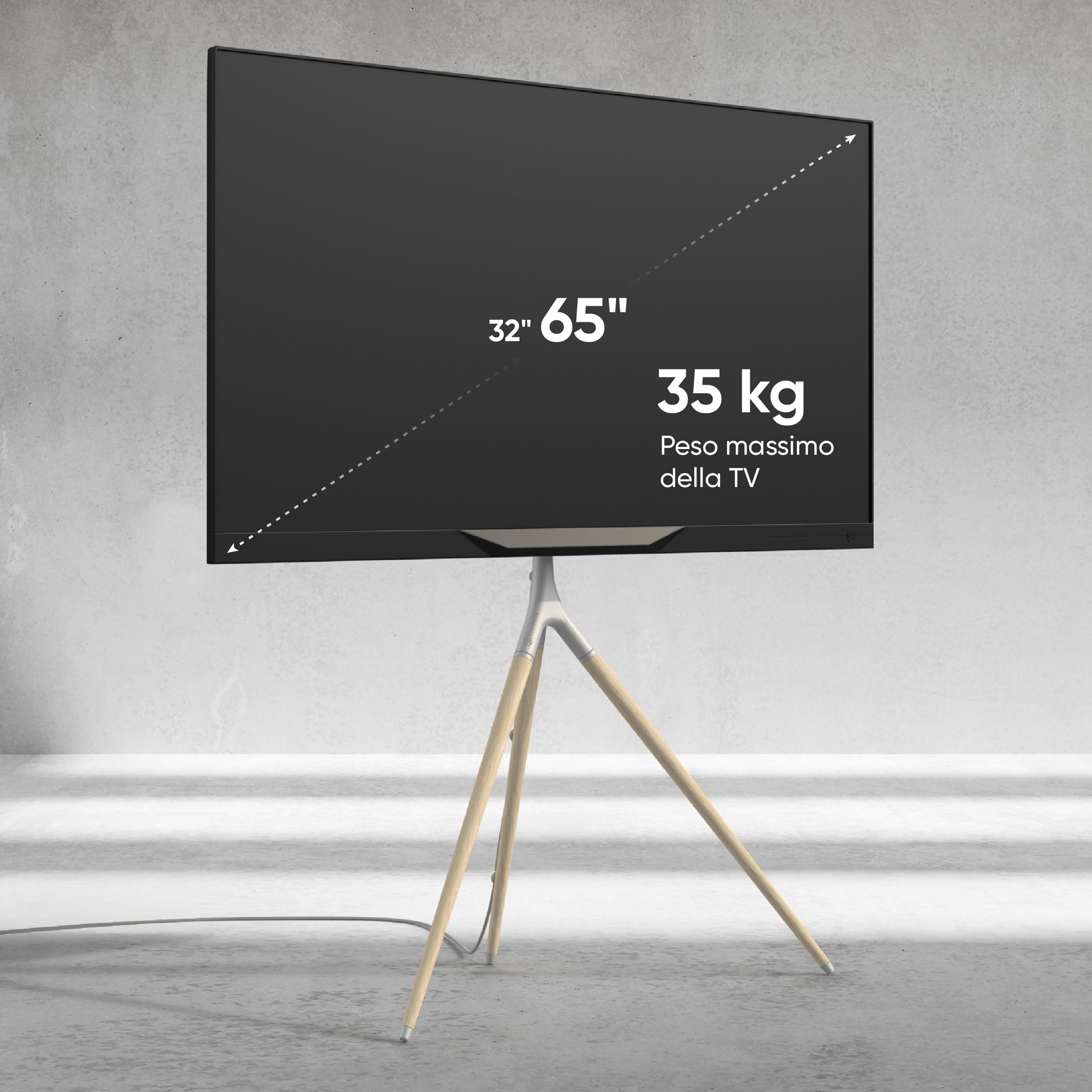 ONKRON Staffa TV Treppiede per televisori da 32"-65" LCD/LED/OLED/QLED/Plasma Supporto Monitor Girevole a 360° e Regolabile in Altezza Vesa max. 400x400 mm e Peso max. 35kg Bianco