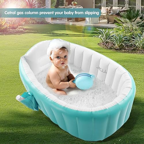 Miniatura 3 de Bañera inflable para bebé con bomba de aire, bañera para bebé, bañera para niños pequeños, lavabo de ducha plegable para recién nacido, bañera de
