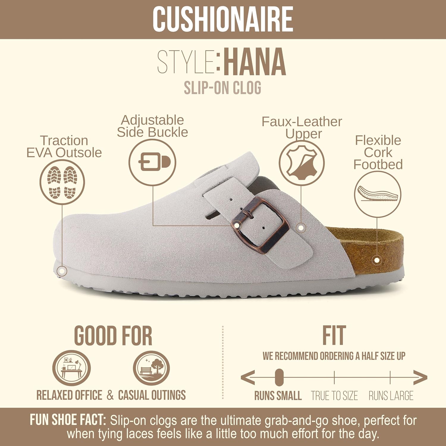  Hana Vegan Suede Clogs for Women, Cork Footbed Potato Shoes thumbnail