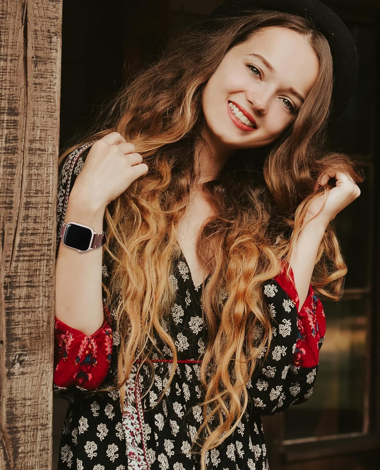 Wearlizer Retro Floral Relief Band Compatible with Apple Watch Bands 41/40/38/4245/44/42/46/49mm, Soft Leather Western Vintage Classical Strap for Women iWatch Series 11/10/9/8/7/6/5/4/3/2/1/SE/Ultra