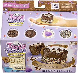 Goliath Tasty Tinies Bake Shop Chocolate Cake Mix Kit with Rainbow Pop Sprinkles & Chocolate Frosting Mix | Bake & Decorate 2 Real Mini Cakes | Includes Mini Tools & Ingredients | Ages 6+