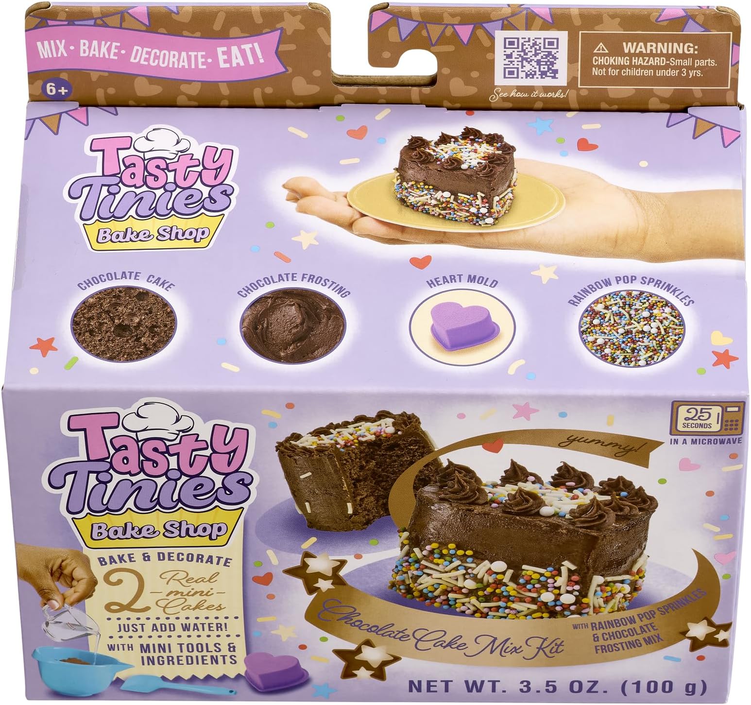 Goliath Tasty Tinies Bake Shop Chocolate Cake Mix Kit with Rainbow Pop Sprinkles & Chocolate Frosting Mix | Bake & Decorate 2 Real Mini Cakes | Includes Mini Tools & Ingredients | Ages 6+