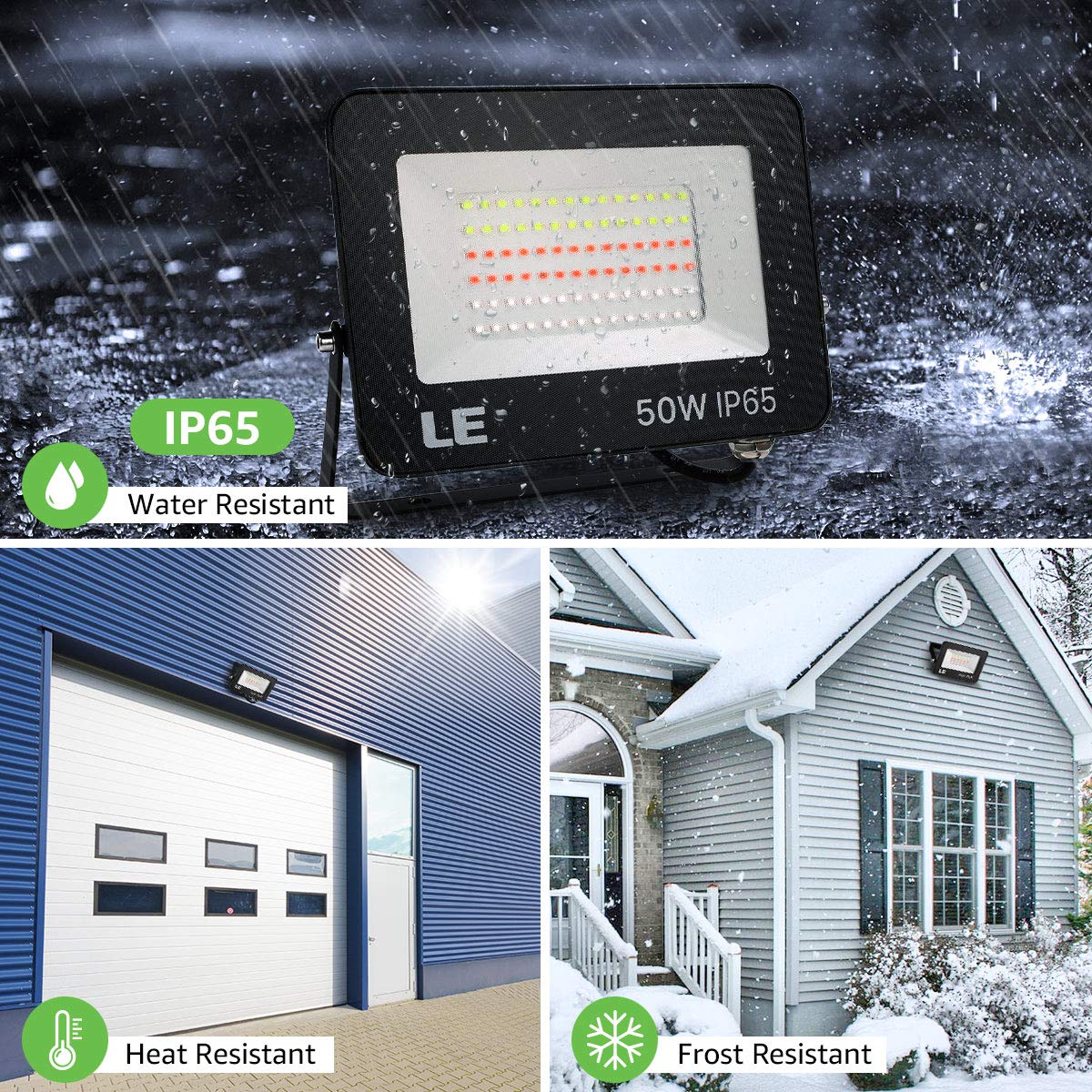 Lepro 50W LED Strahler RGB mit Fernbedienung, IP65, 2 Stück | LED Fluter mit Memory-Funktion, Dimmbar Farbwechsel Außenstrahler, IP65 Farbig Außenlampe, Bunt Flutlicht für Garten