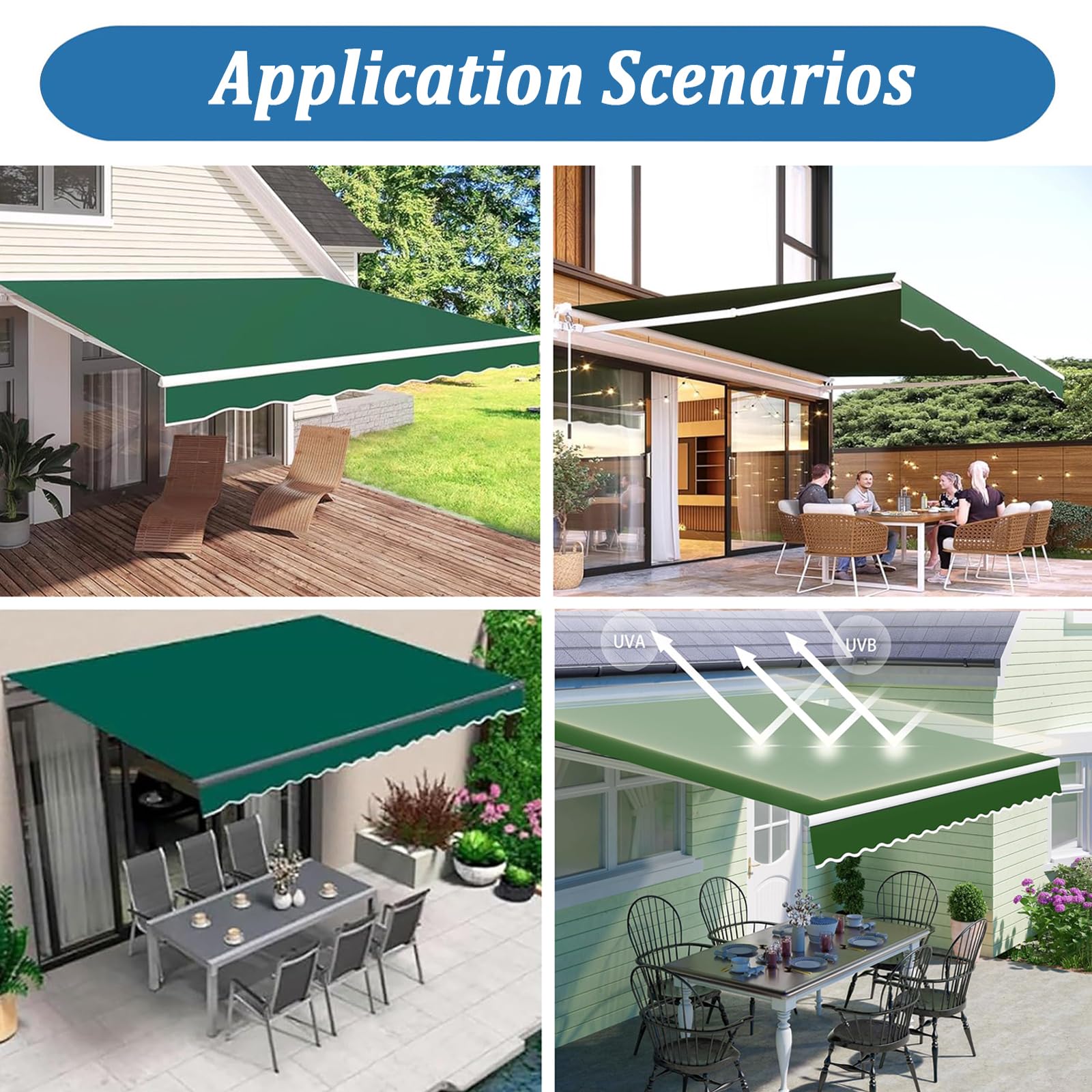 RXQHV Terrasse Markisenabdeckung 2,5 x 2m/3 x 2m/3 x 2,5m/4 x 2,5m/5 x 2m Stoffaustausch für Einziehbare Markisen Uv Resistent Wasserdichtes Polyester 