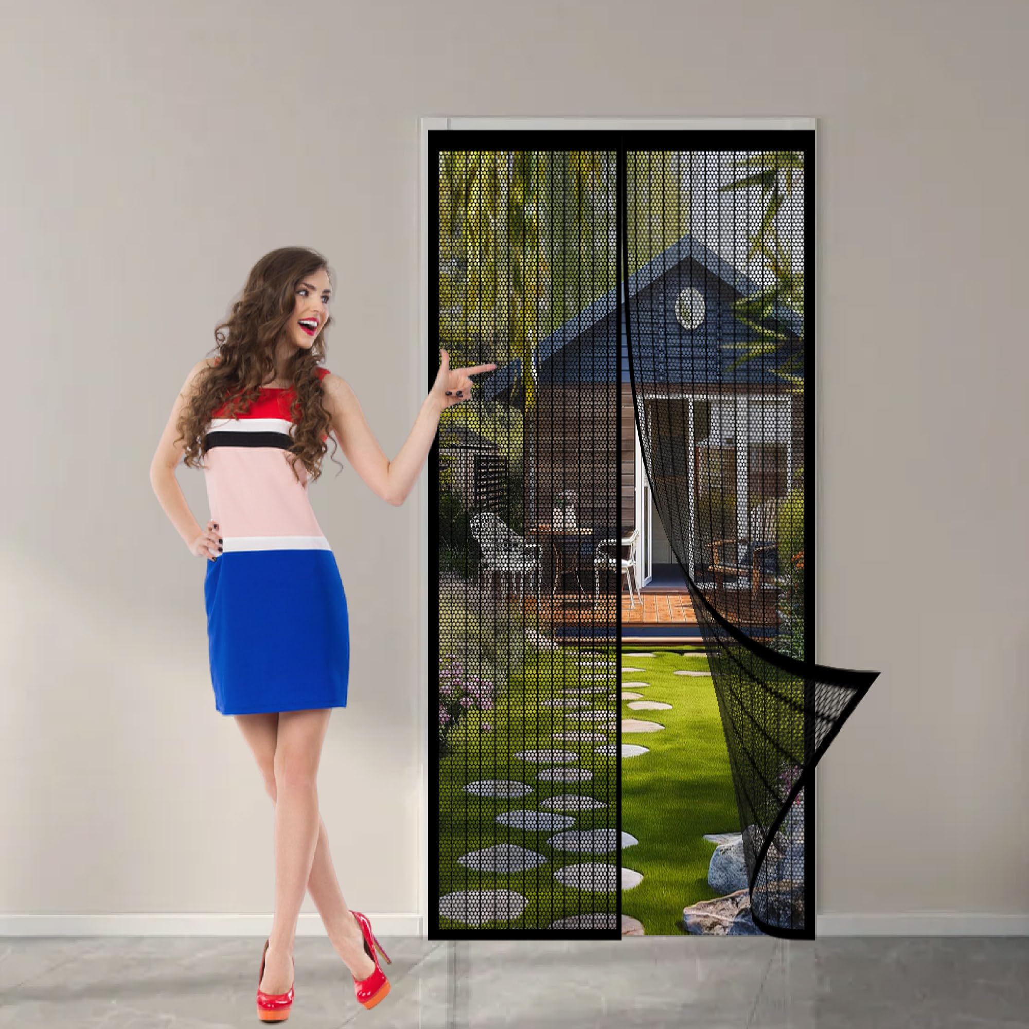 Fliegengitter Balkontür Magnet 79x193cm - Automatisches Schließen Insektenschutz