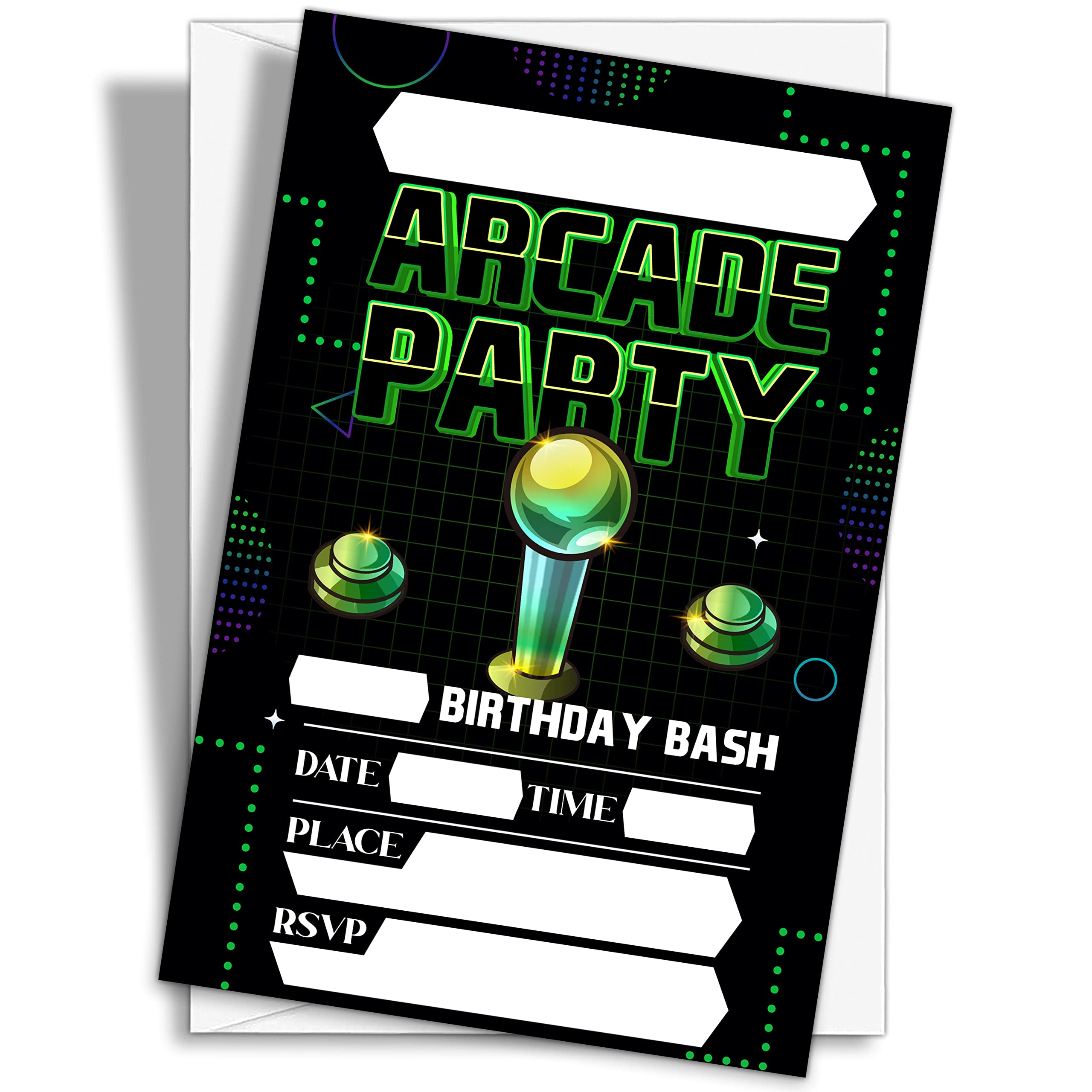 YQV Arcade Birthday Party Invitations, 20-Count Arcade Video Game