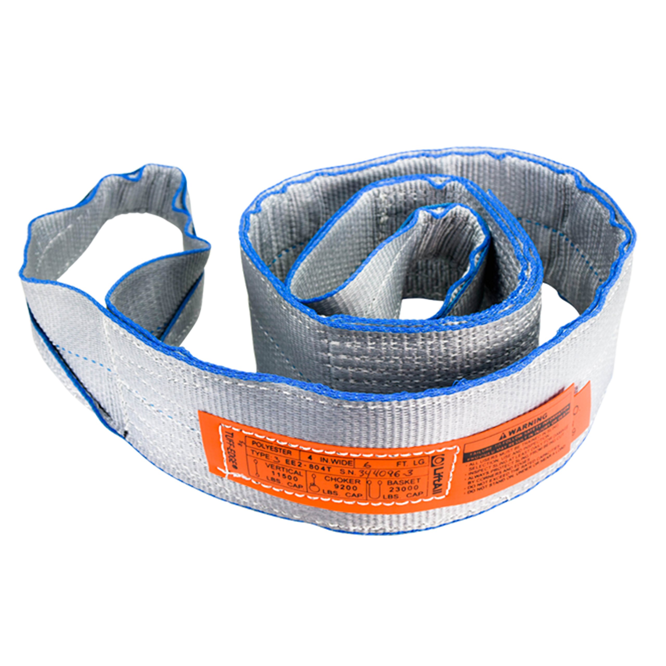 Lift-All EE2804TFX30 4" x 30' 2 Ply Type 3 Tuff-Edge II Polyester Flat Eye to Eye Web Sling